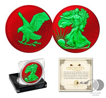 1 Unze American Eagle 2021 Double Space Serie Typ 2 - Rot Grün